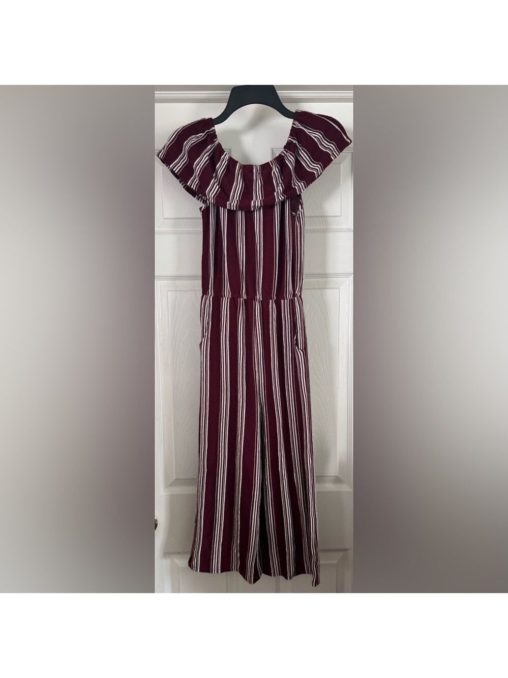 Girls Eyeshadow Red and White Jumpsuit with Wide-Leg Design Size 10
